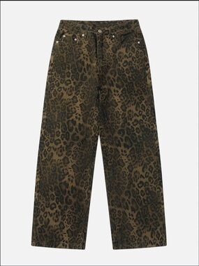 Aelfric Eden Leopard Print Jeans Grunge Baggy   Brown Black Womens 30